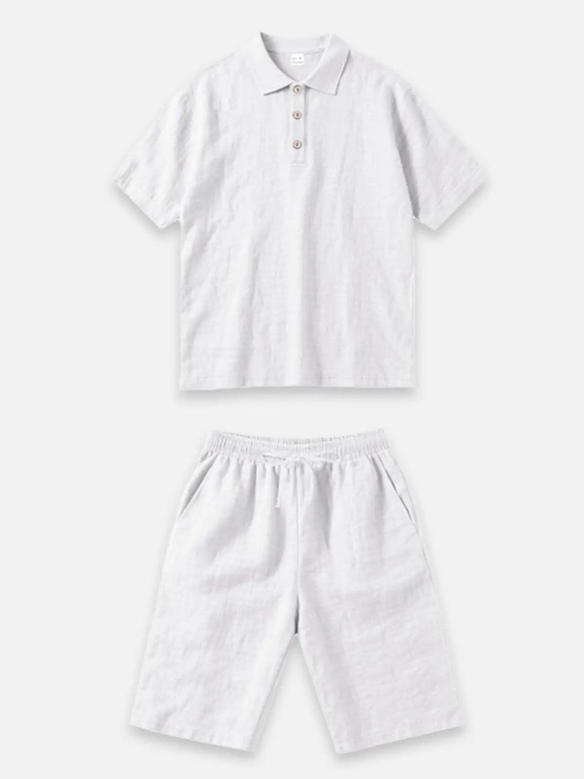Men's Linen Blend Polo Short Set ElevenOasis