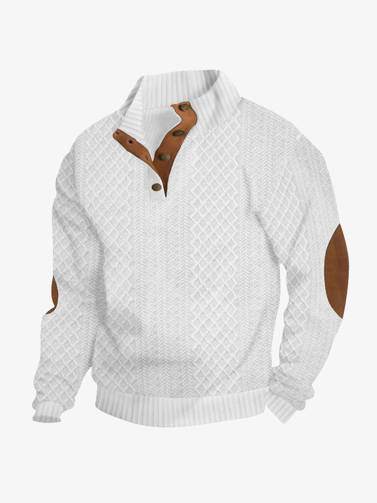 Men's Cable Knit Quarter Button Pullover Sweater ElevenOasis