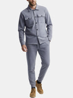 Men's Faux Suede Button-Up Two-Piece Set ElevenOasis