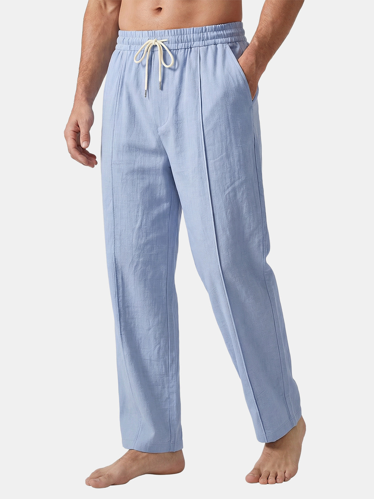 Men's Casual Linen-Blend Drawstring Pants Eleven Oasis
