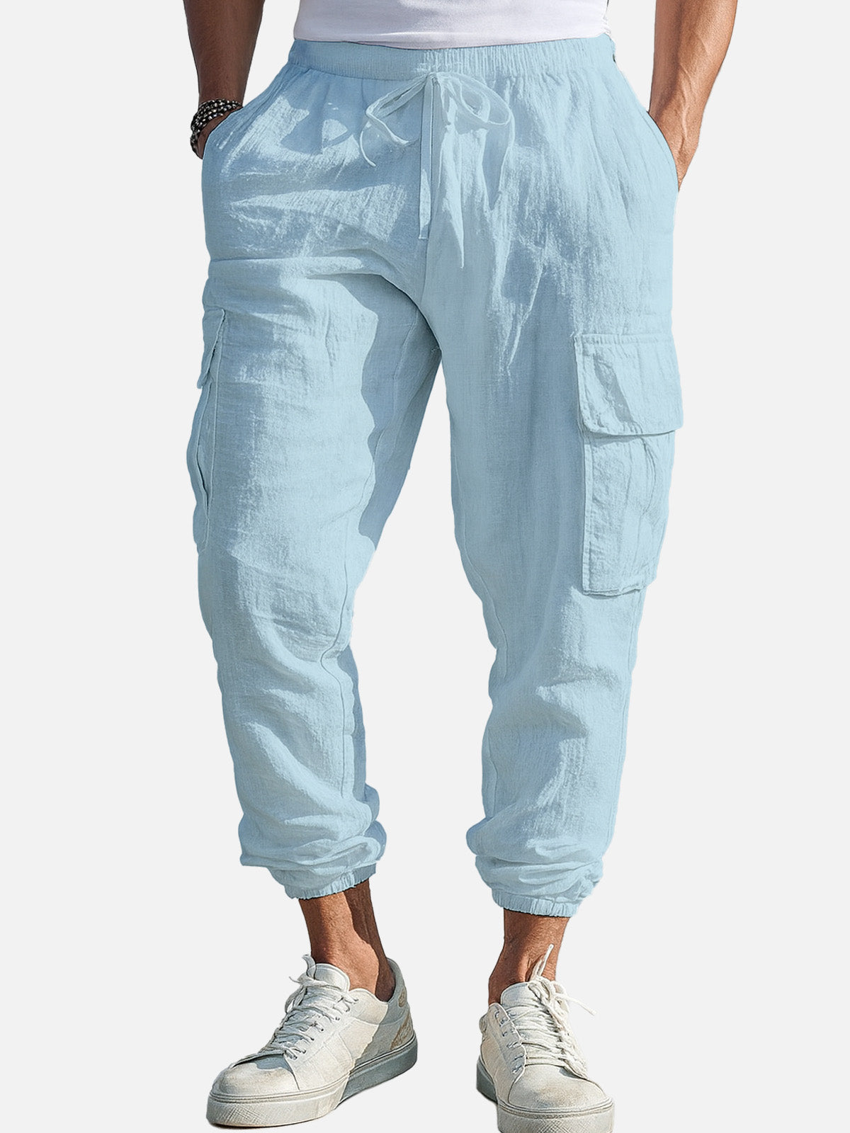 Men's Casual Linen Cargo Jogger Pants ElevenOasis