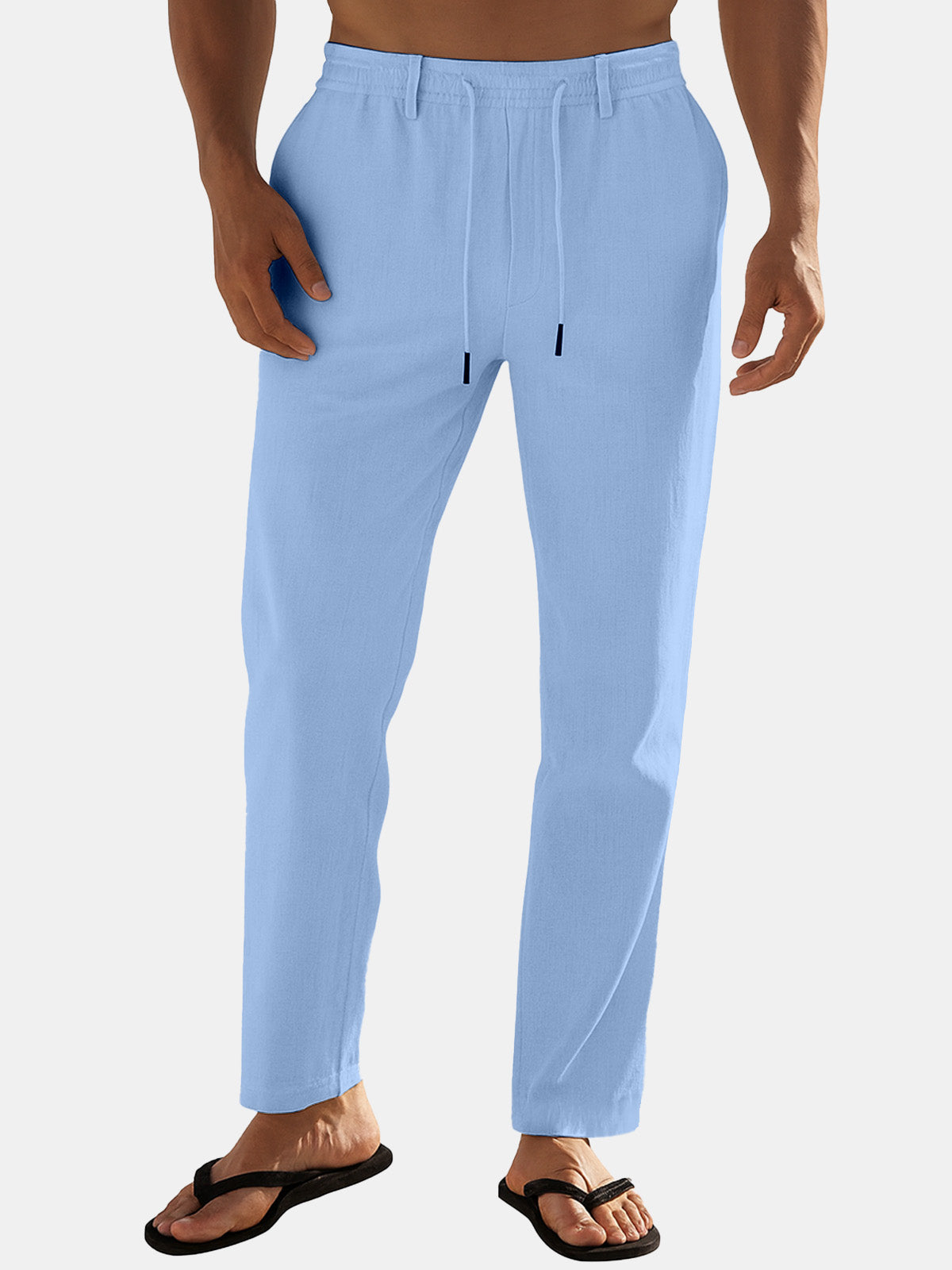 Men's Regular Fit Linen Blend Drawstring Pants Eleven Oasis