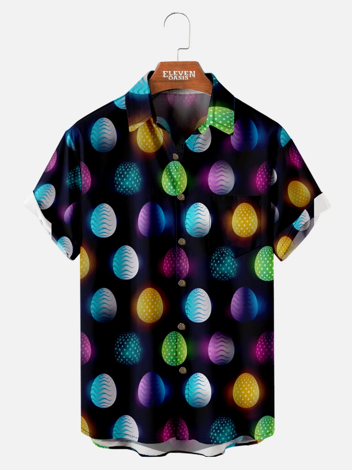 Men's Colorful Polka Dot Egg Short Sleeve Shirt Eleven Oasis
