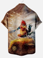 Men's Hawaiian Fun Fighting Chicken Short Sleeve ShirtMens short sleeve shirts Big and tall Mens shirts Short sleeve shirts for men Mens 4xl shirts Casual short sleeve shirts