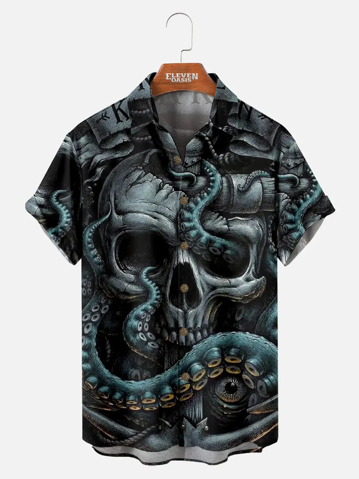 Cthulhu Octopus Skull Pattern Men's Short Sleeve Tops Eleven Oasis