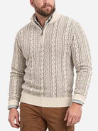 Men's Cable Knit Quarter-Zip Slim Fit Sweater Eleven Oasis