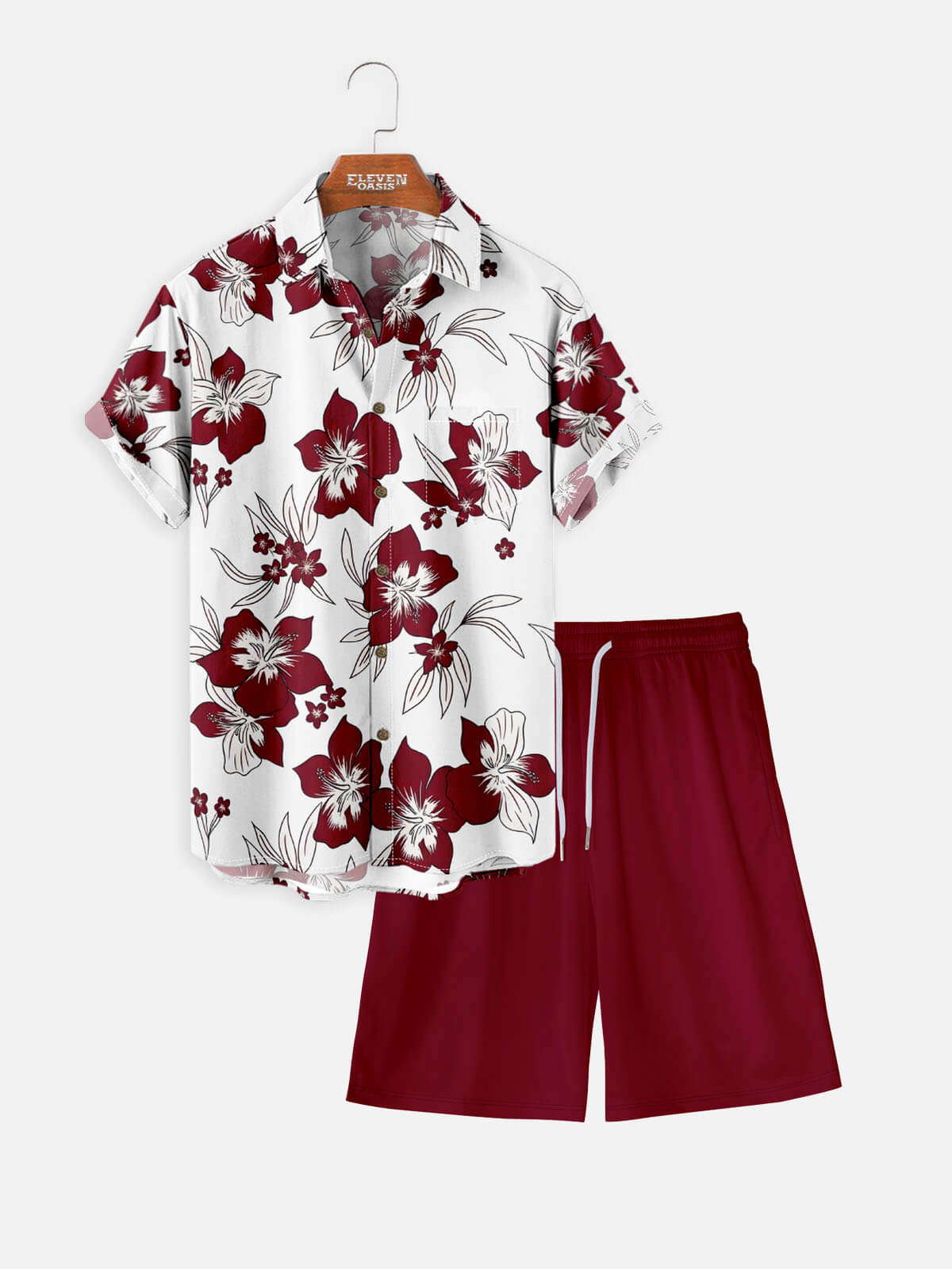 Men's Tropical Hibiscus Floral Short Sleeve Shirt Eleven Oasis