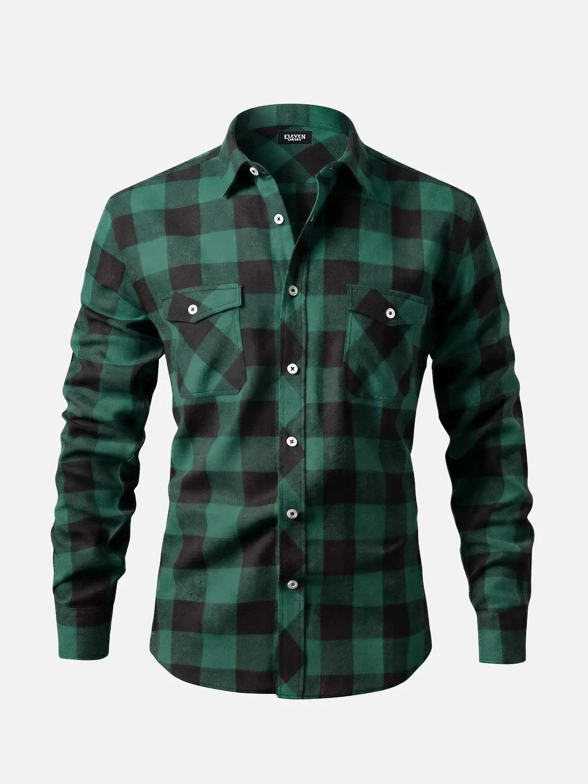 Men's Brushed Buffalo Check Double Pocket Long Sleeve Flannel Shirt Eleven Oasis