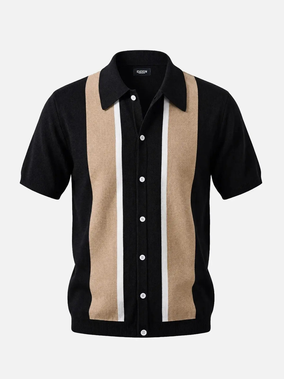 Men's Retro Panel Short Sleeve Knit Shirt Eleven Oasis