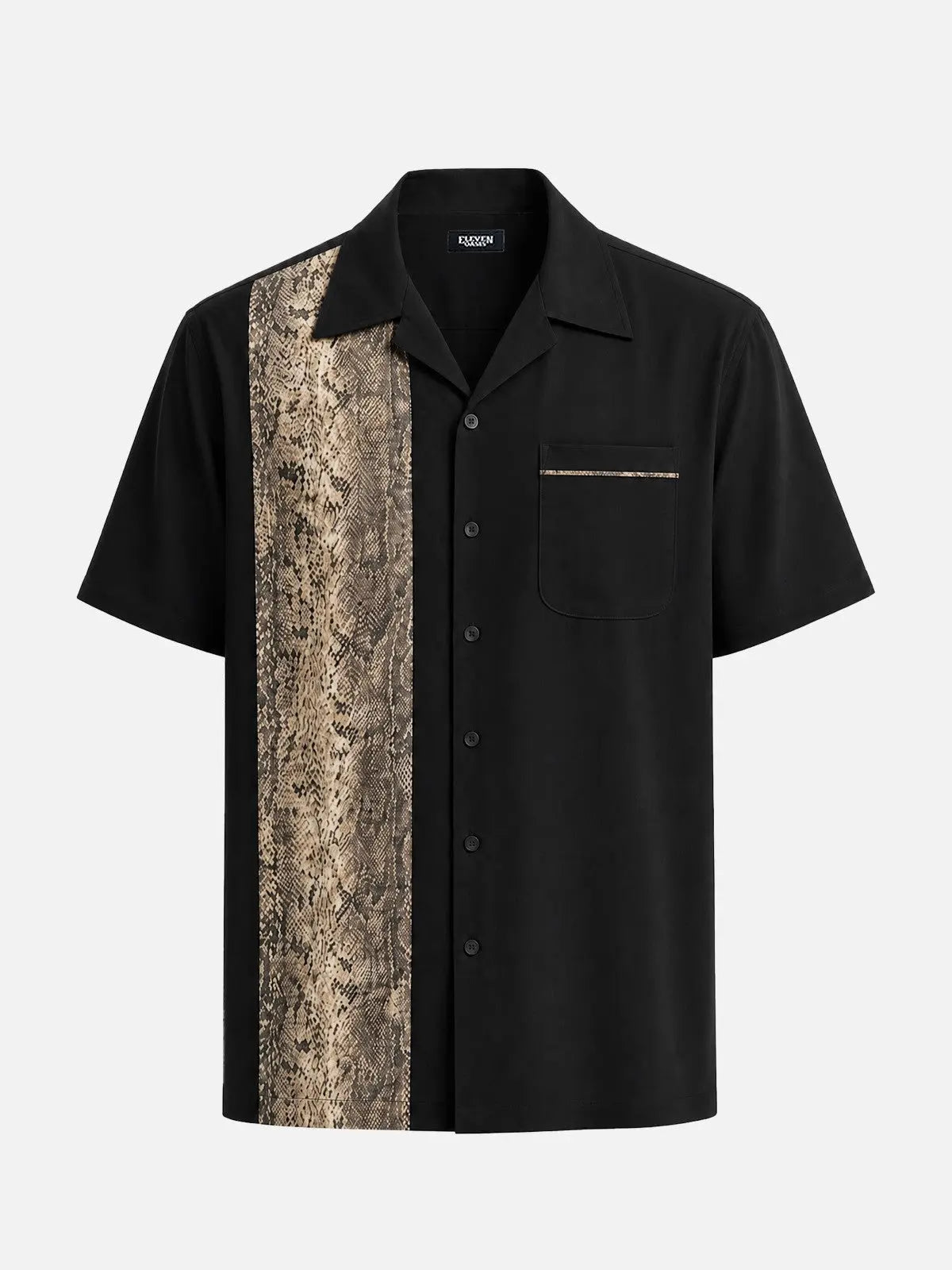 Men's Snakeskin Panel Bowling Short Sleeve Shirt Eleven Oasis
