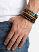 Men's Layered Wood Bead Bracelet Set Eleven Oasis