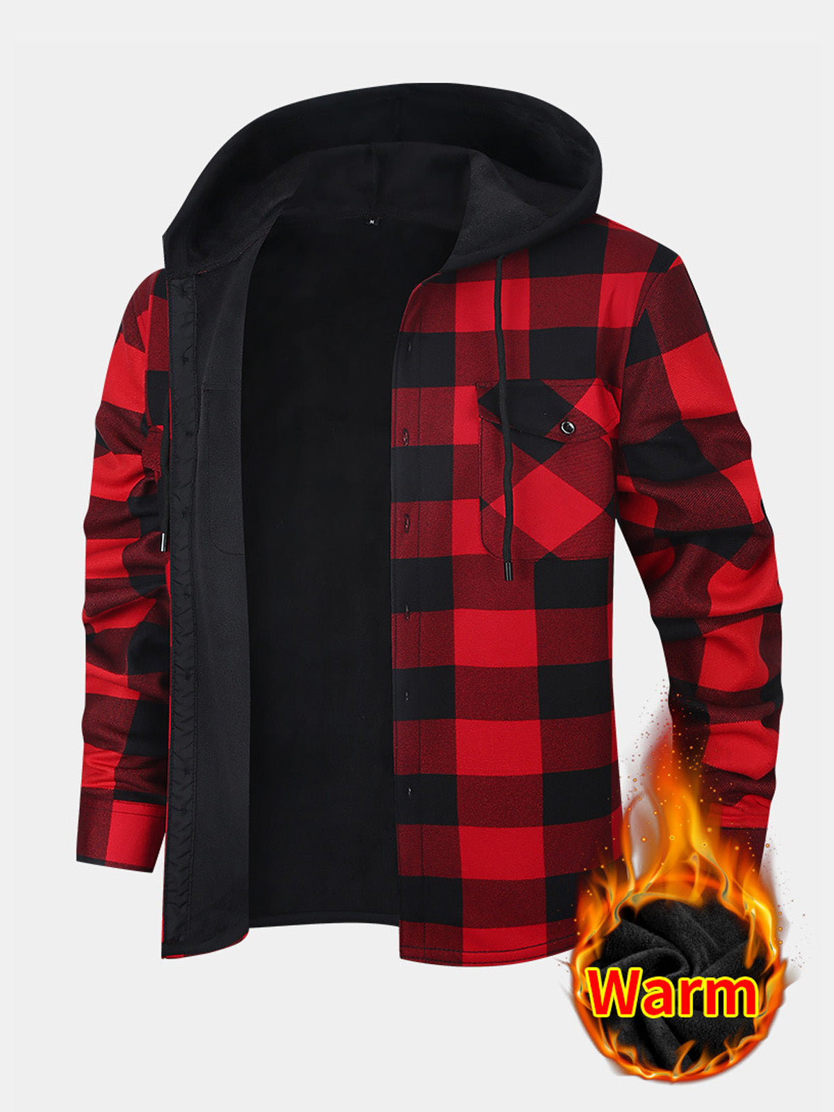 Men's Hooded Fleece Lined Flannel Shirt Jacket Eleven Oasis