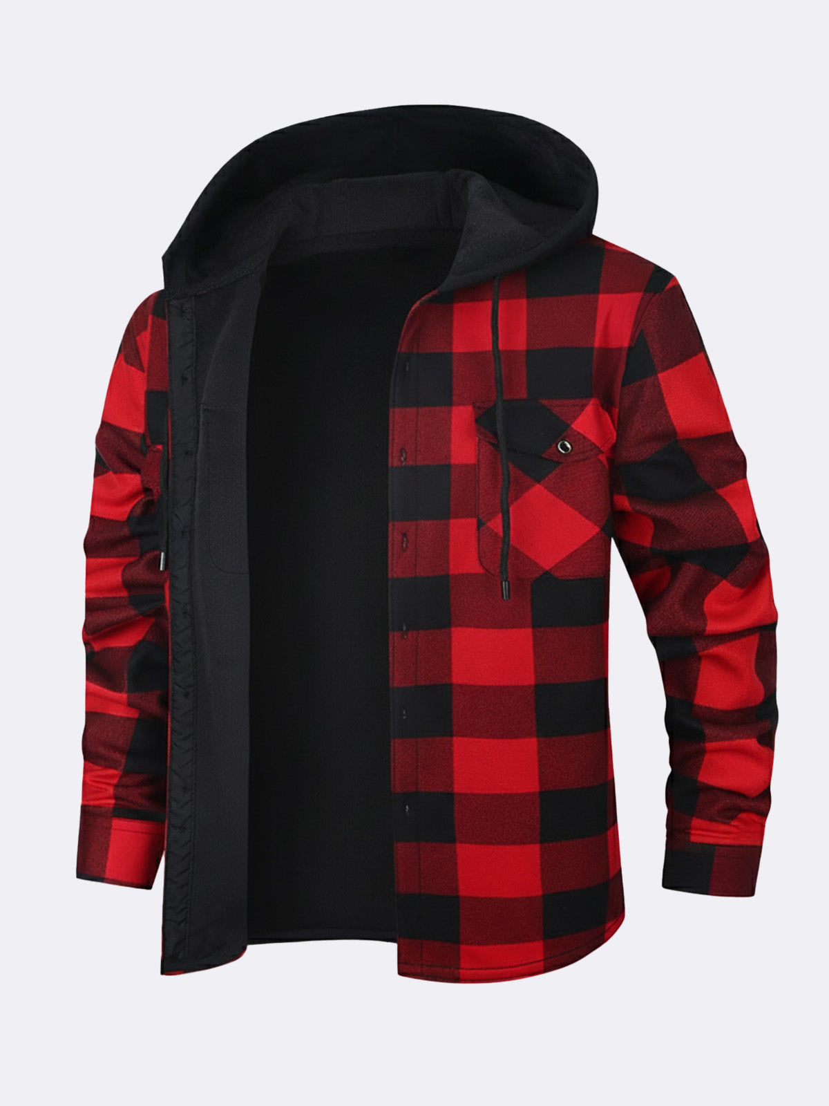 Men's Hooded Fleece Lined Flannel Shirt Jacket ElevenOasis