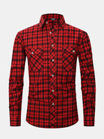 Men's Plaid Button-Down Long Sleeve Shirt Eleven Oasis