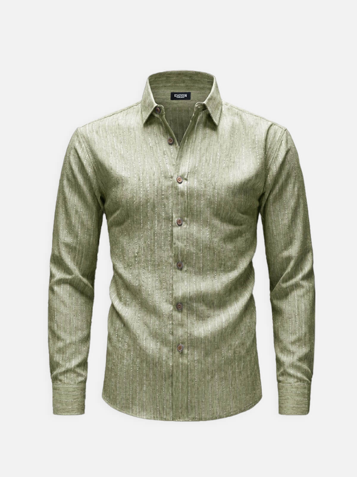 Men's Subtle Sheen Striped Long Sleeve Shirt ElevenOasis