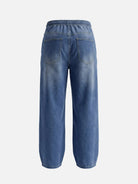 Men's Faded Wash Wide-Leg Drawstring Denim Pants ElevenOasis