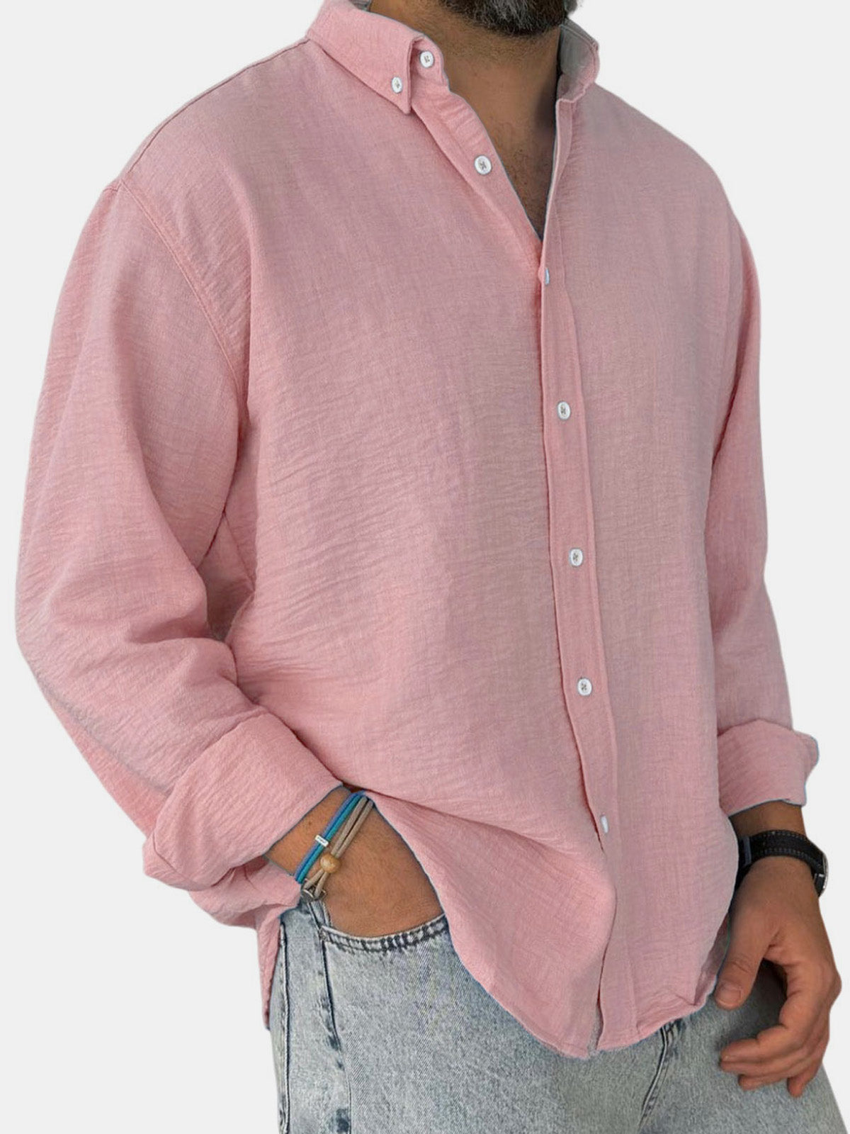 Men's 100% Cotton Button Down Long Sleeve Shirt Eleven Oasis