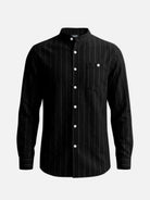 Men's Slim Fit Vertical Stripe Mandarin Collar Long Sleeve Shirt Eleven Oasis