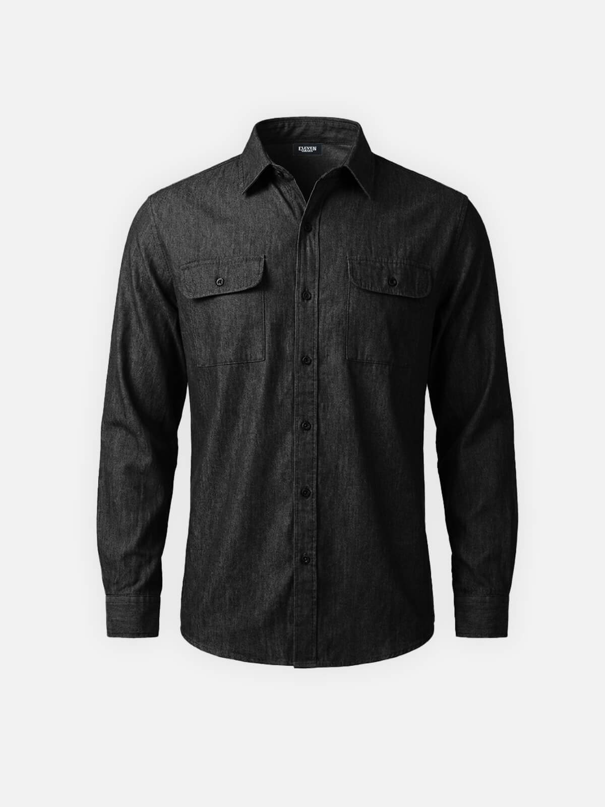 Men's Classic Denim Utility Long Sleeve Shirt Eleven Oasis
