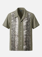 Men's Twin Snakeskin Panel Bowling Short Sleeve Shirt Eleven Oasis