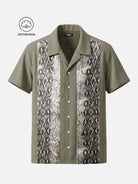 Men's Cotton Twin Snakeskin Panel Bowling Short Sleeve Shirt Eleven Oasis