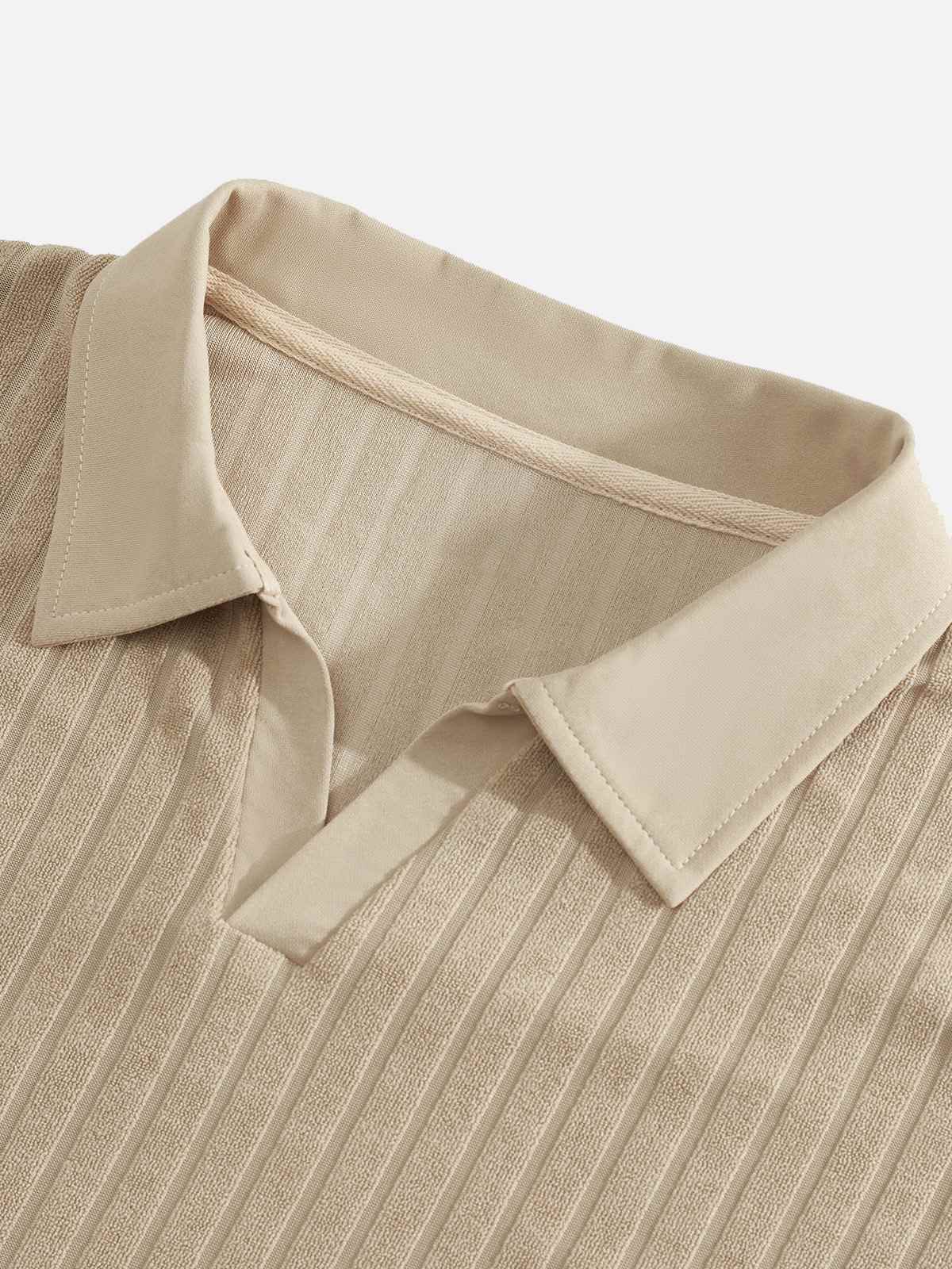 Men's Slim Fit Textured Open Collar Polo Shirt Eleven Oasis