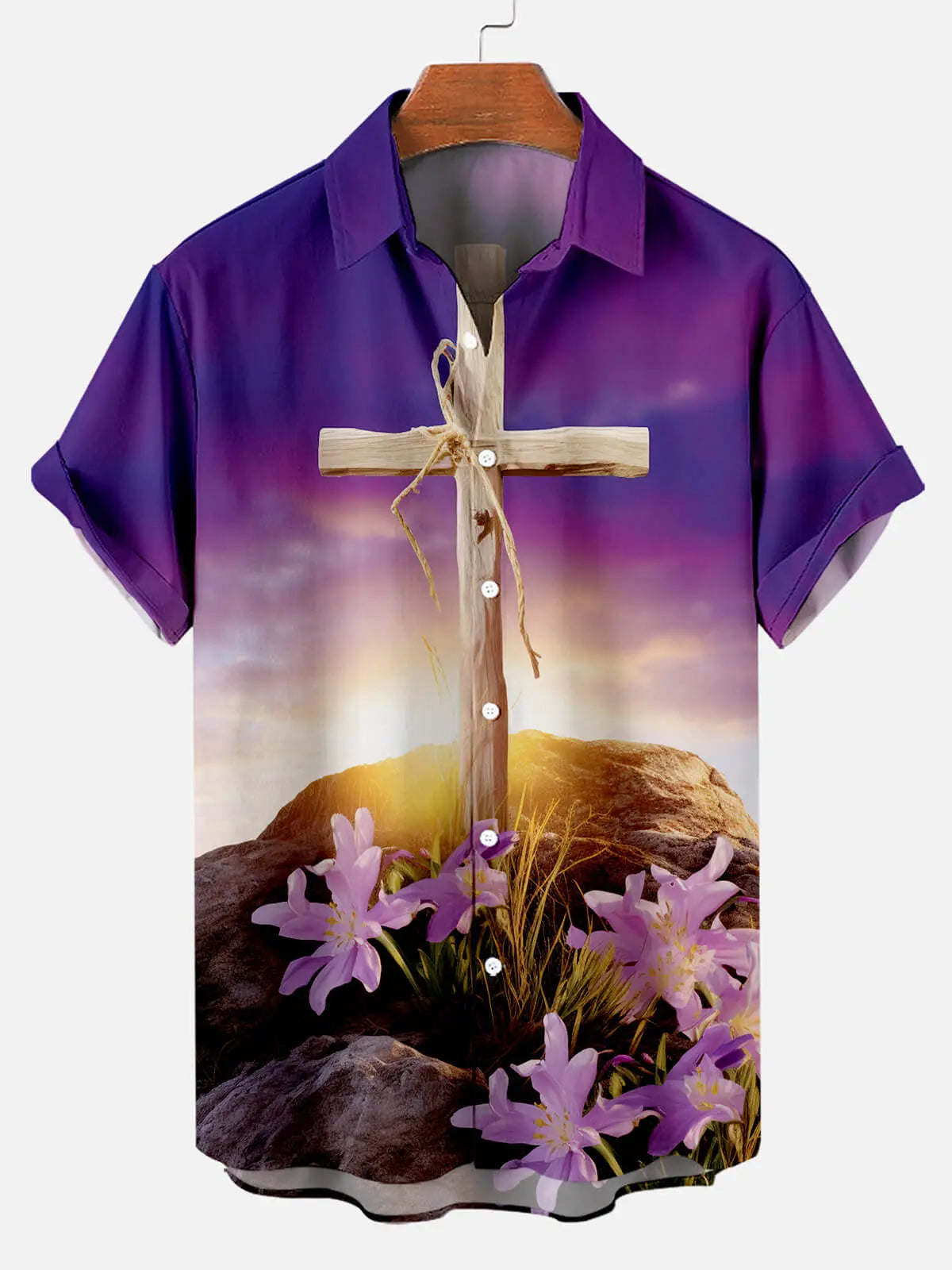 Men's Easter Cross Pattern Short Sleeve ShirtMens short sleeve shirts Big and tall Mens shirts Short sleeve shirts for men Mens 4xl shirts Casual short sleeve shirts