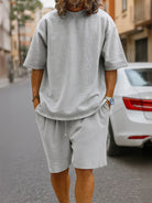 Men's Casual Two-Piece Short Sleeve Shirt and Shorts Set Eleven Oasis