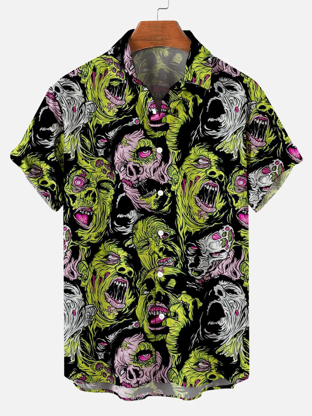 Tall Men's Zombie Horde Halloween Short Sleeve Shirt ElevenOasis