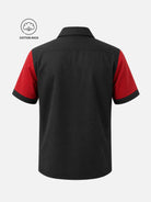Men's Cotton Contrast Sleeve Piped Bowling Short Sleeve Shirt Eleven Oasis