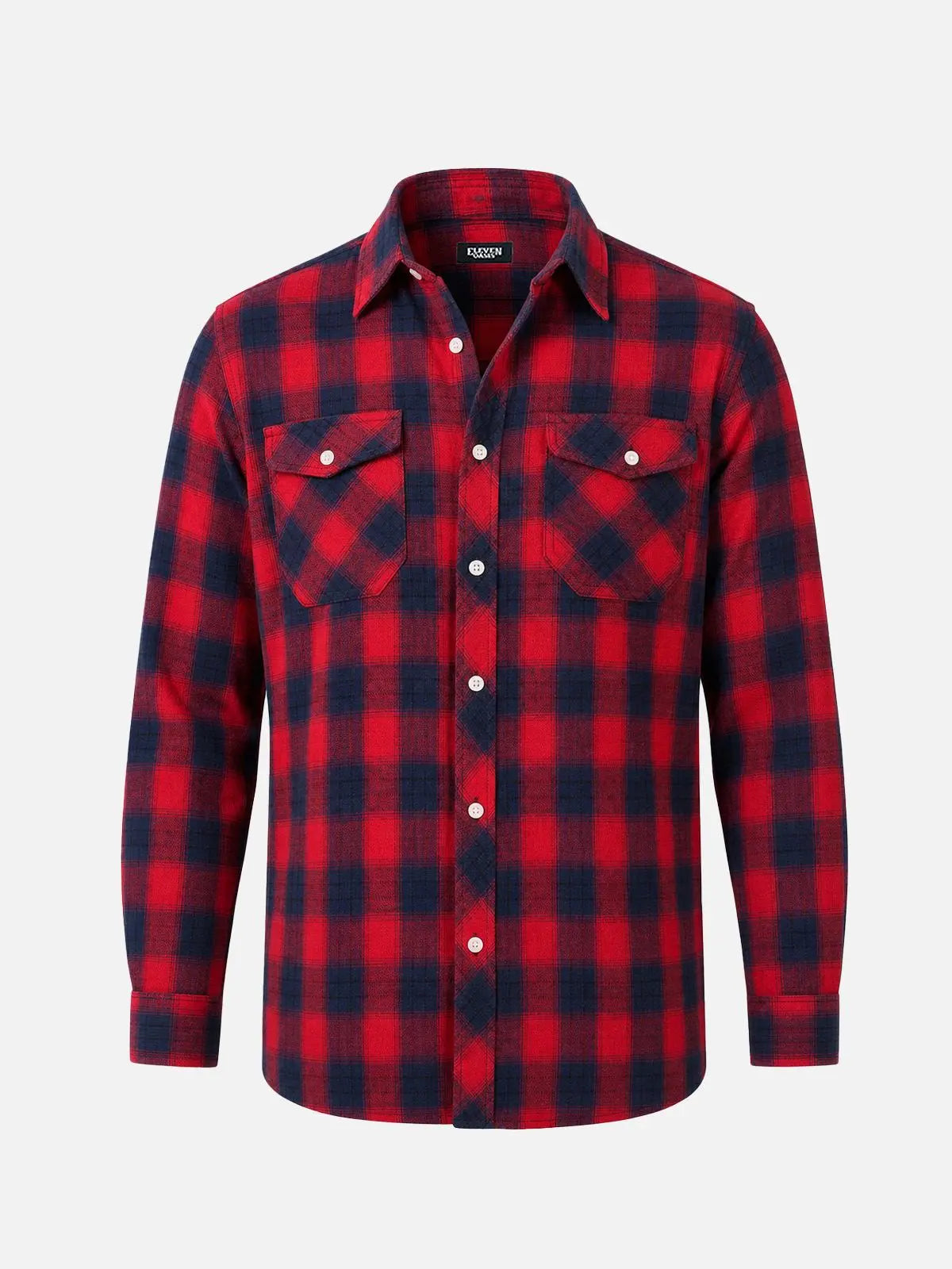 Men's Brushed Plaid Double Pocket Long Sleeve Flannel Shirt Eleven Oasis