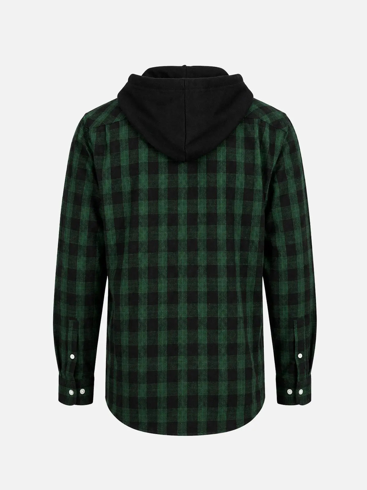 Men's Hooded Plaid Double Pocket Long Sleeve Shirt Eleven Oasis