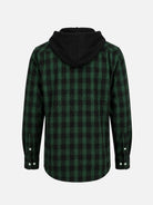 Men's Hooded Plaid Double Pocket Long Sleeve Shirt Eleven Oasis