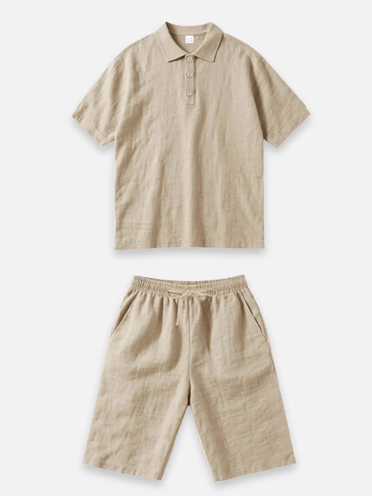 Men's Linen Blend Polo Short Set ElevenOasis