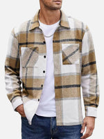 Men's Warm Plaid Button-Up Long Sleeve Shirt Jacket Eleven Oasis