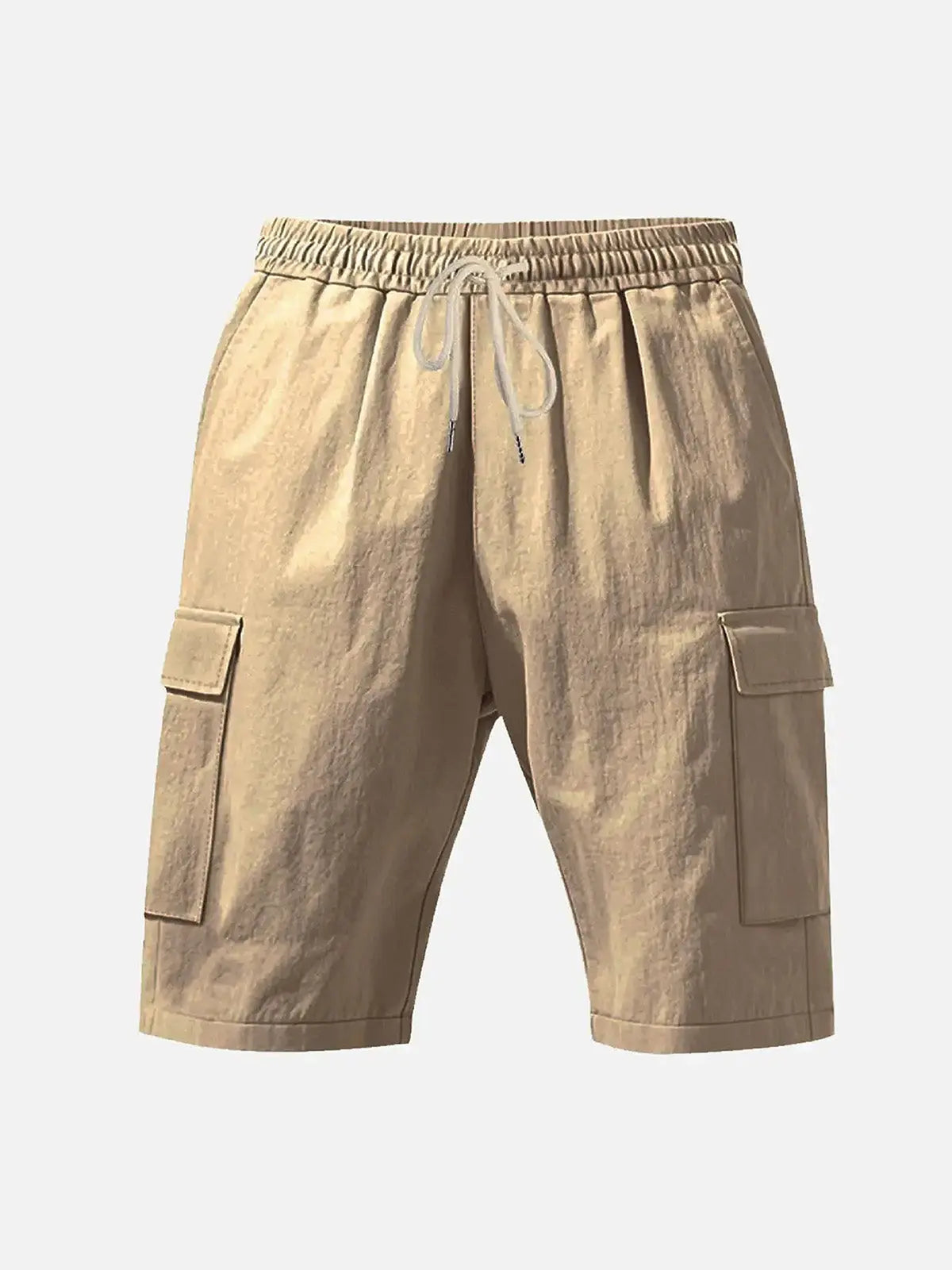 Men's Solid Color Linen Shorts Waist Drawstring Cargo Shorts ElevenOasis