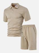 Men's Textured Jacquard Polo Short Set ElevenOasis