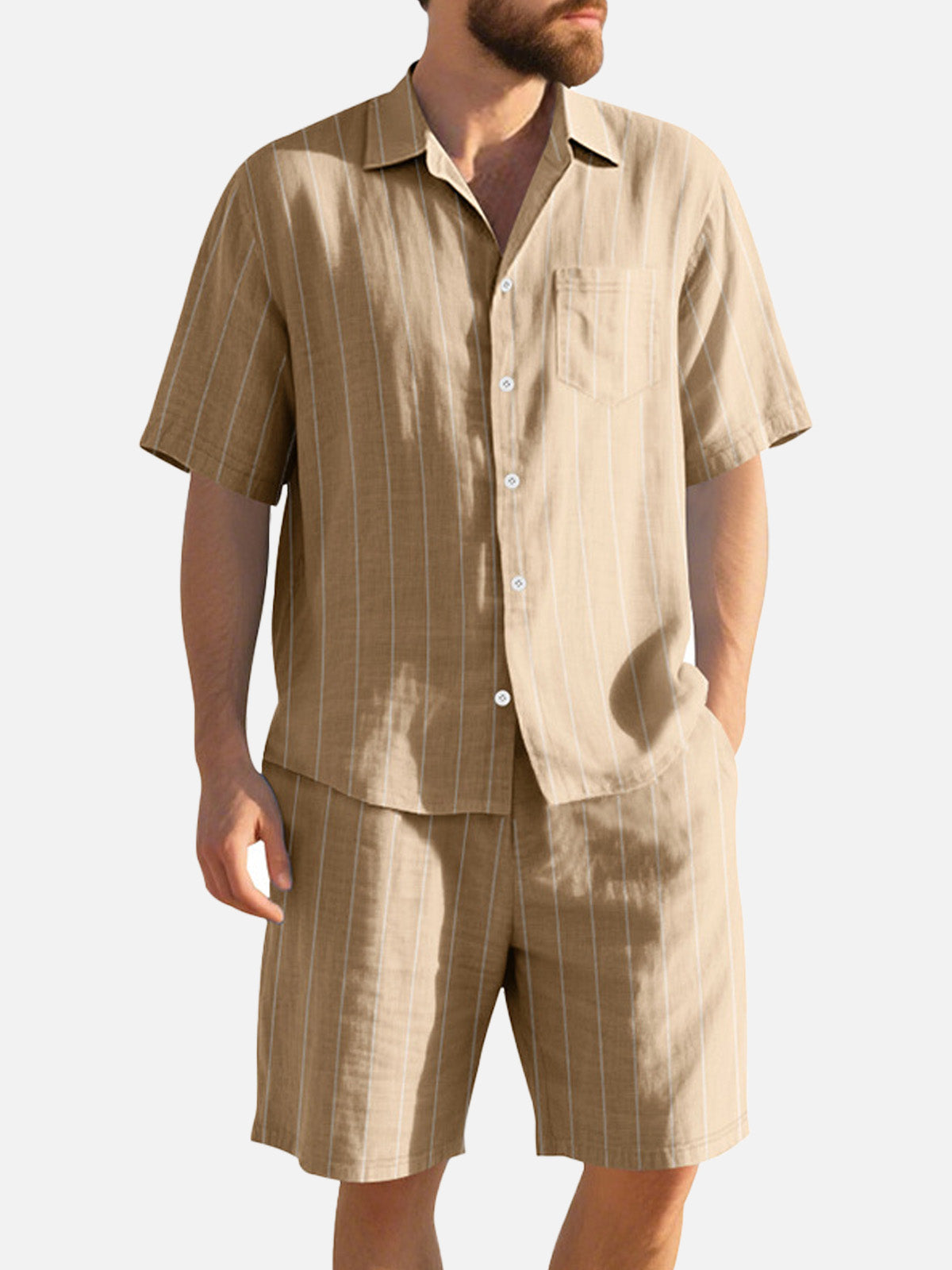 Men's Linen Pinstripe Matching Set Eleven Oasis