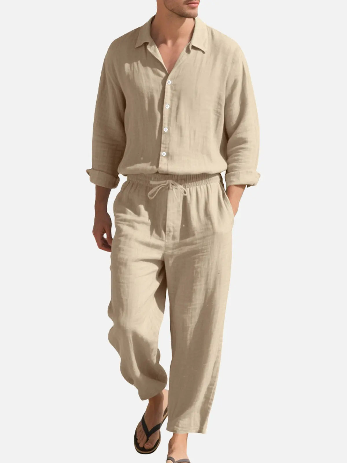 Men's Linen Blend Relaxed Two-Piece Set ElevenOasis