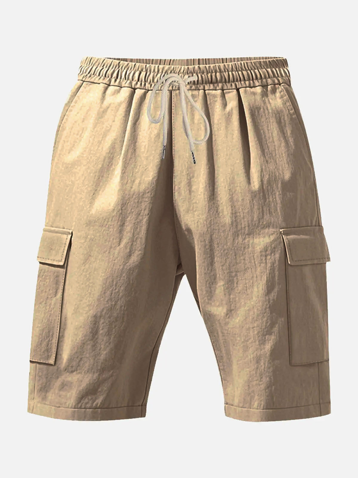 Men's Solid Color Linen Shorts Waist Drawstring Cargo Shorts ElevenOasis