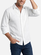 Men's Slim Fit Textured Cable Knit Long Sleeve Shirt Eleven Oasis