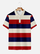 Men's Americana League Stripe Short Sleeve Polo Shirt Eleven Oasis