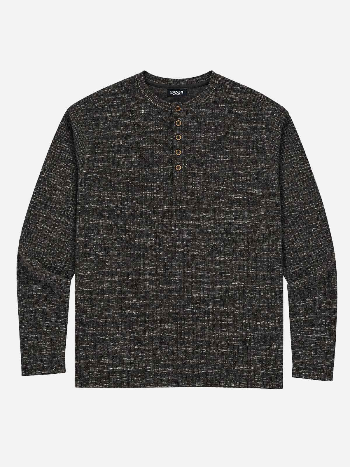 Men's Textured Knit Henley Relaxed Fit Long Sleeve Shirt