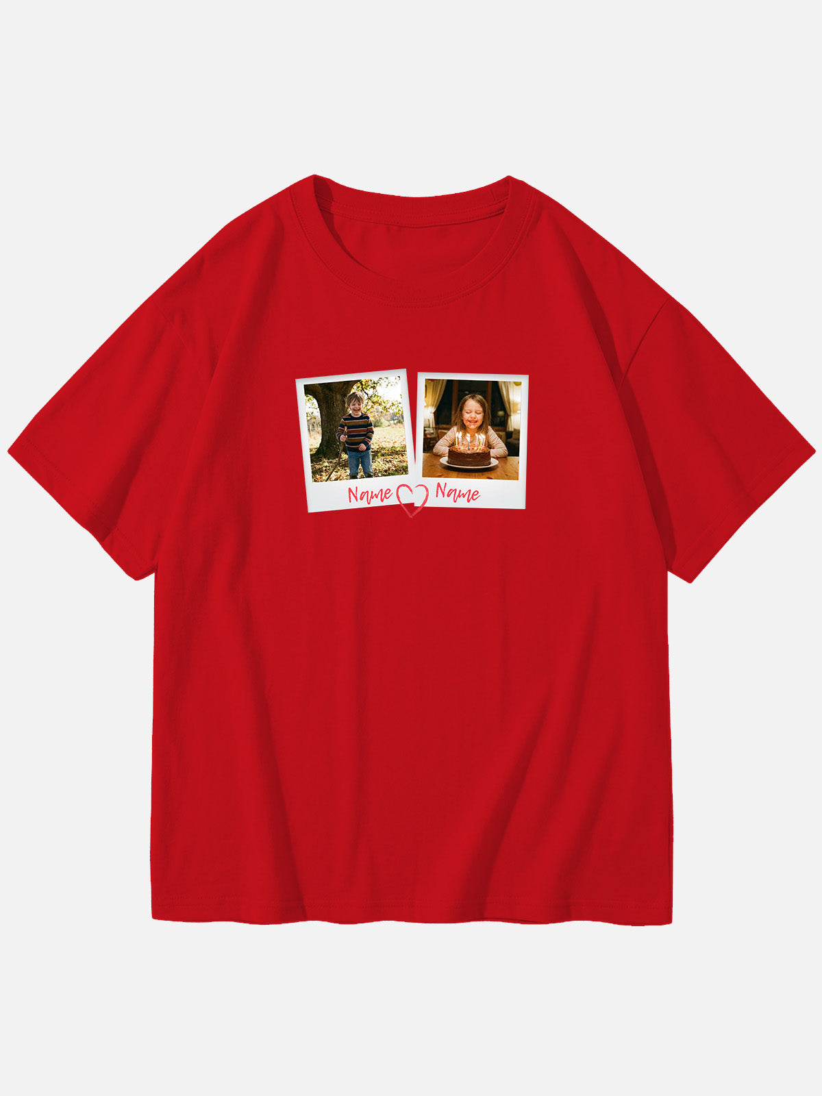 Custom Photos & Names Cotton Short Sleeve T-Shirt Eleven Oasis