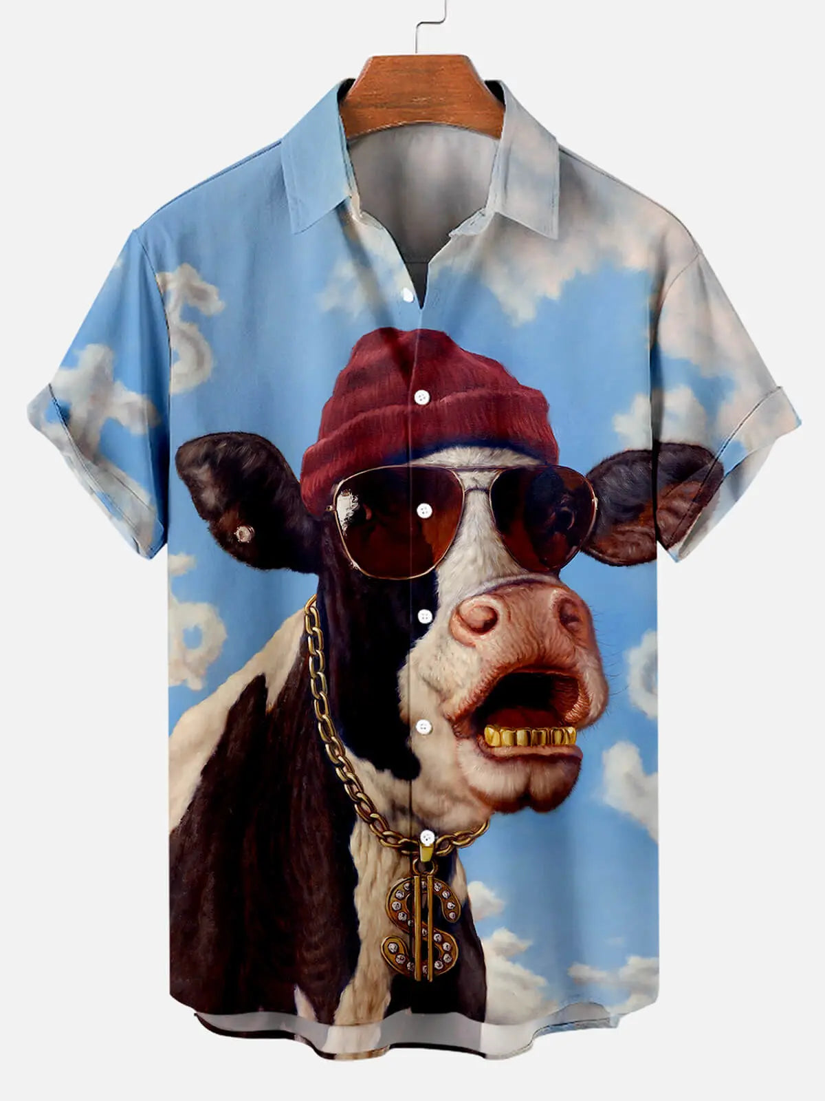 Funny Cow Pattern Men's Short Sleeve TopMens short sleeve shirts Big and tall Mens shirts Short sleeve shirts for men Mens 4xl shirts Casual short sleeve shirts