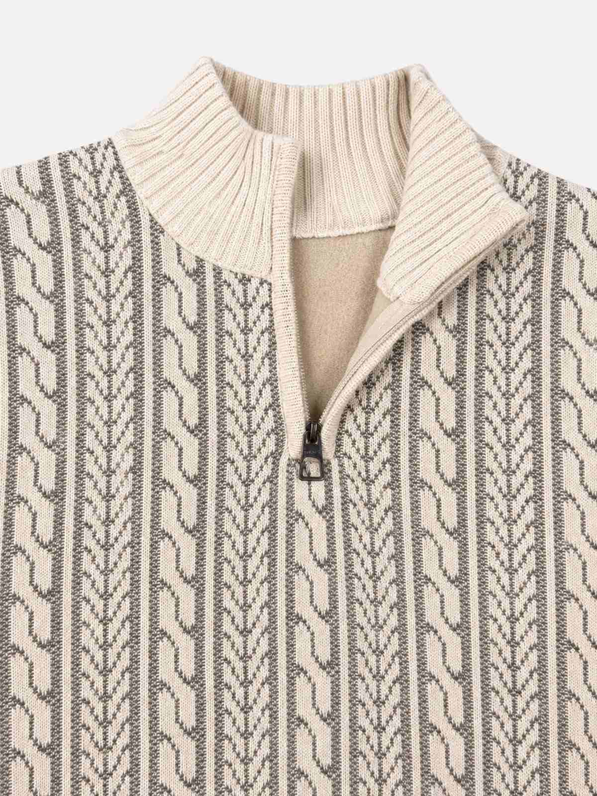 Men's Cable Knit Quarter-Zip Slim Fit Sweater Eleven Oasis
