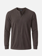 Men's Classic Henley Slim Fit Long Sleeve Shirt Eleven Oasis