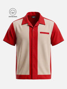 Men's Cotton Framed Panel Bowling Short Sleeve Shirt Eleven Oasis