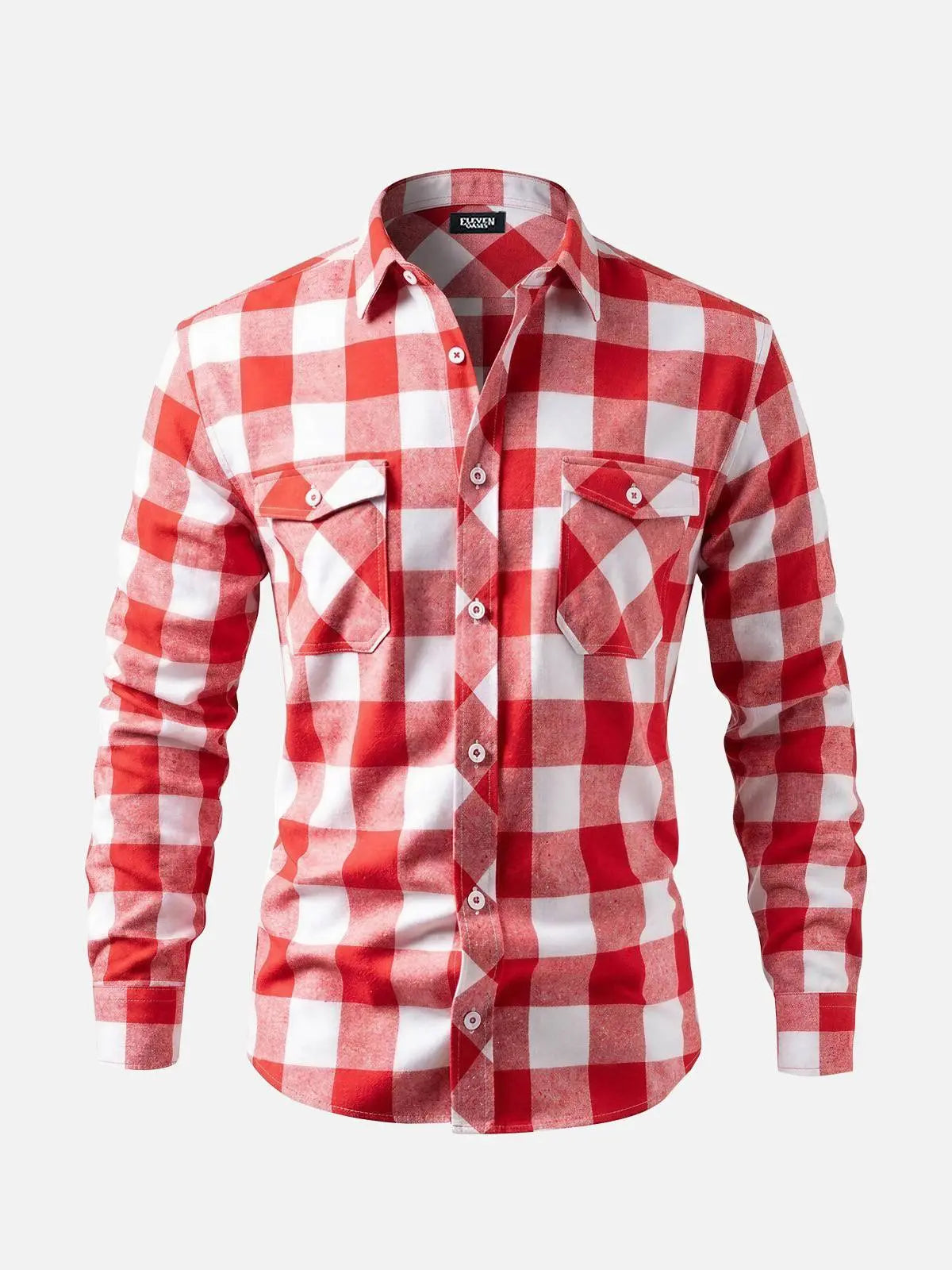 Men's Brushed Buffalo Check Double Pocket Long Sleeve Flannel Shirt Eleven Oasis