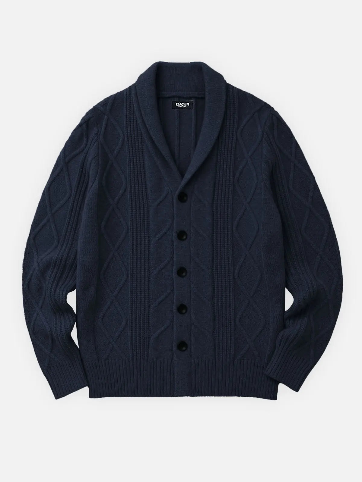 Men's Cable Knit Shawl Collar Slim Fit Cardigan Eleven Oasis